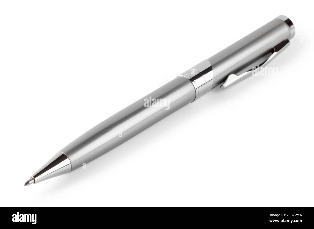 Silver pen isolated on white background Stock Photo - Alamy