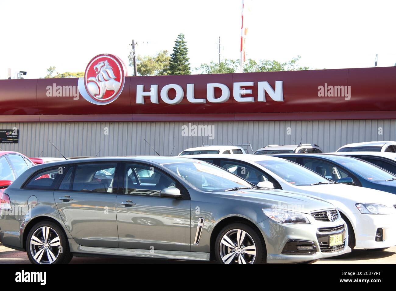 The Holden logo and name at Holden Suttons car sales dealership at 112 Parramatta Road, Homebush