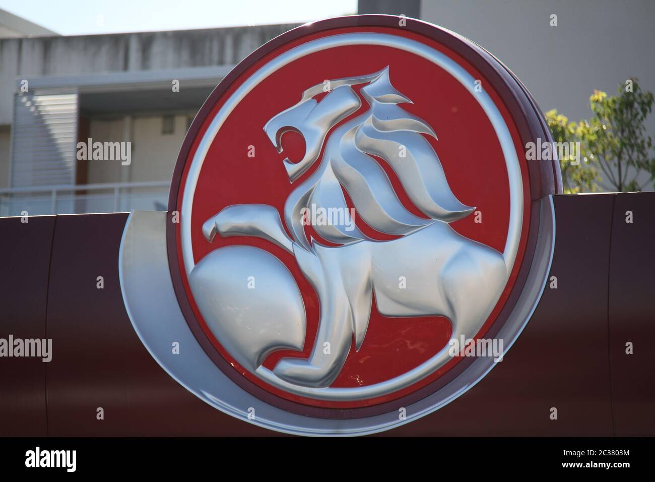 The Holden company logo on a sign at Holden Suttons car sales at 112 Parramatta Road, Homebush