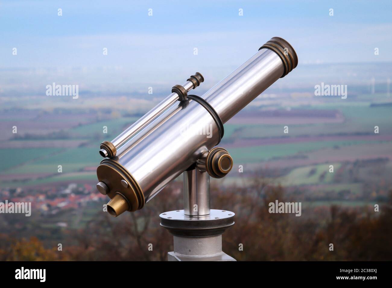 a telescope to explore the surrounding area and landscape Stock Photo -  Alamy