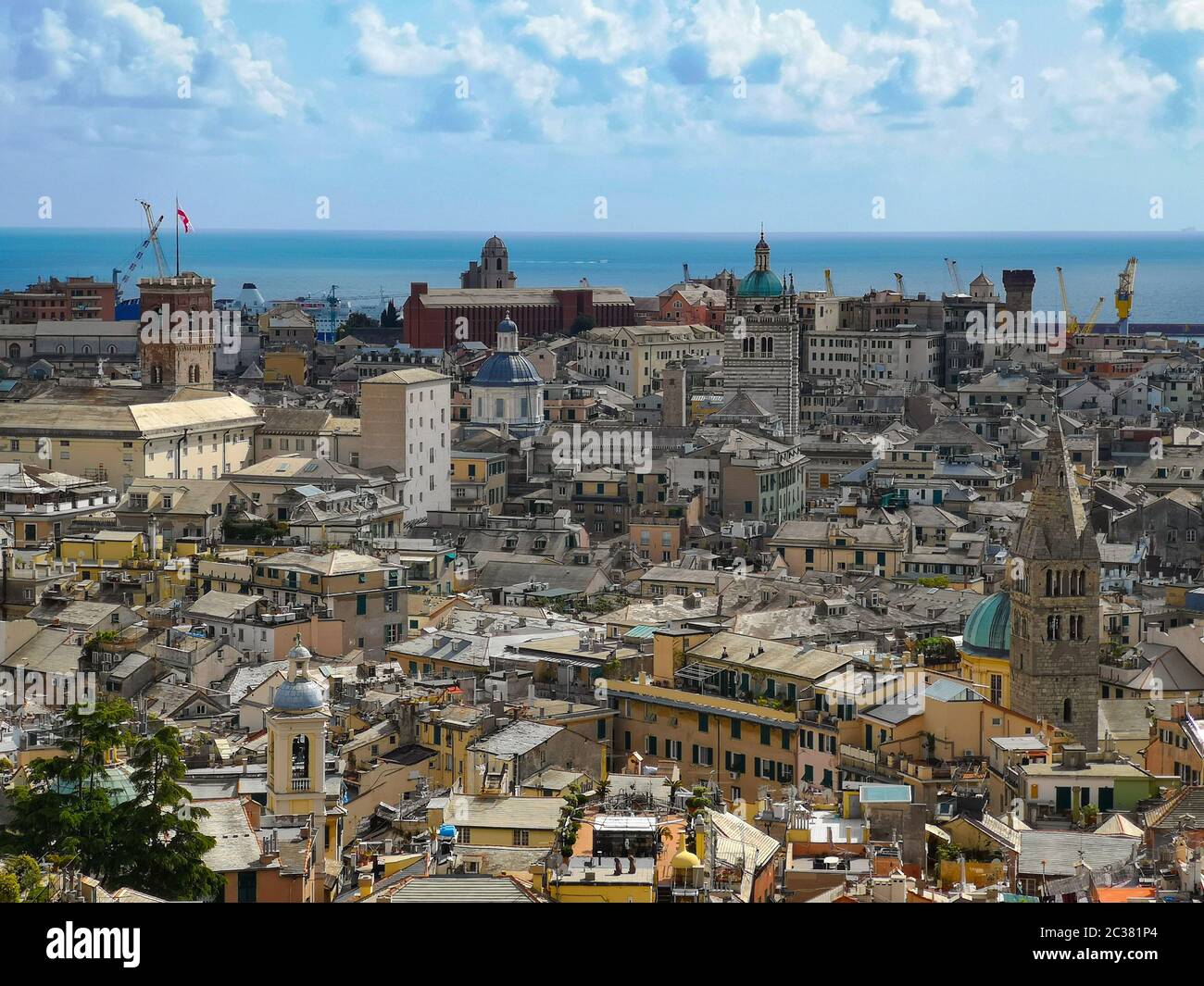 Aerial View of Old Town Genoa. Genova Skyline, Italy Stock Photo