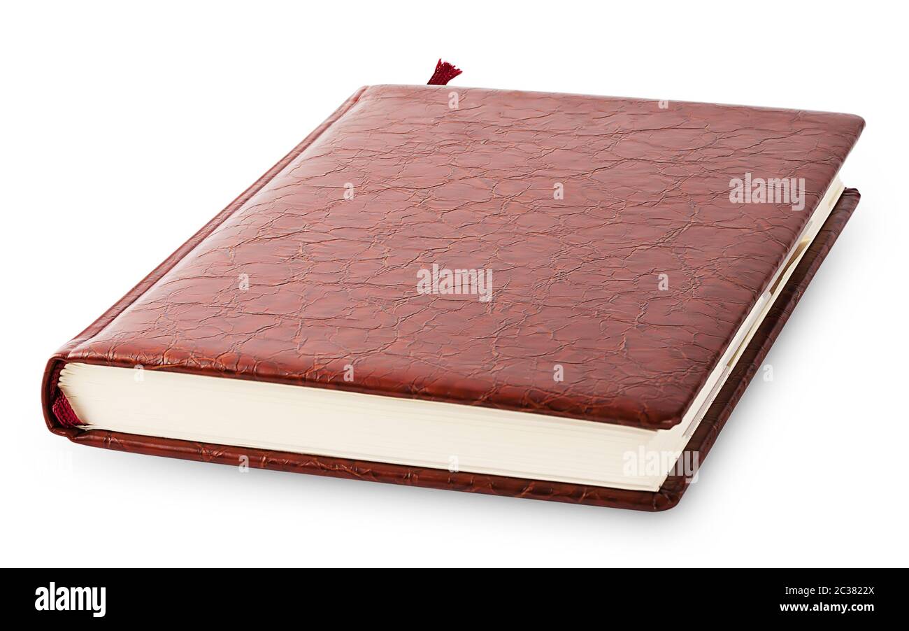 Diary cover with brown leather isolated on white background Stock Photo