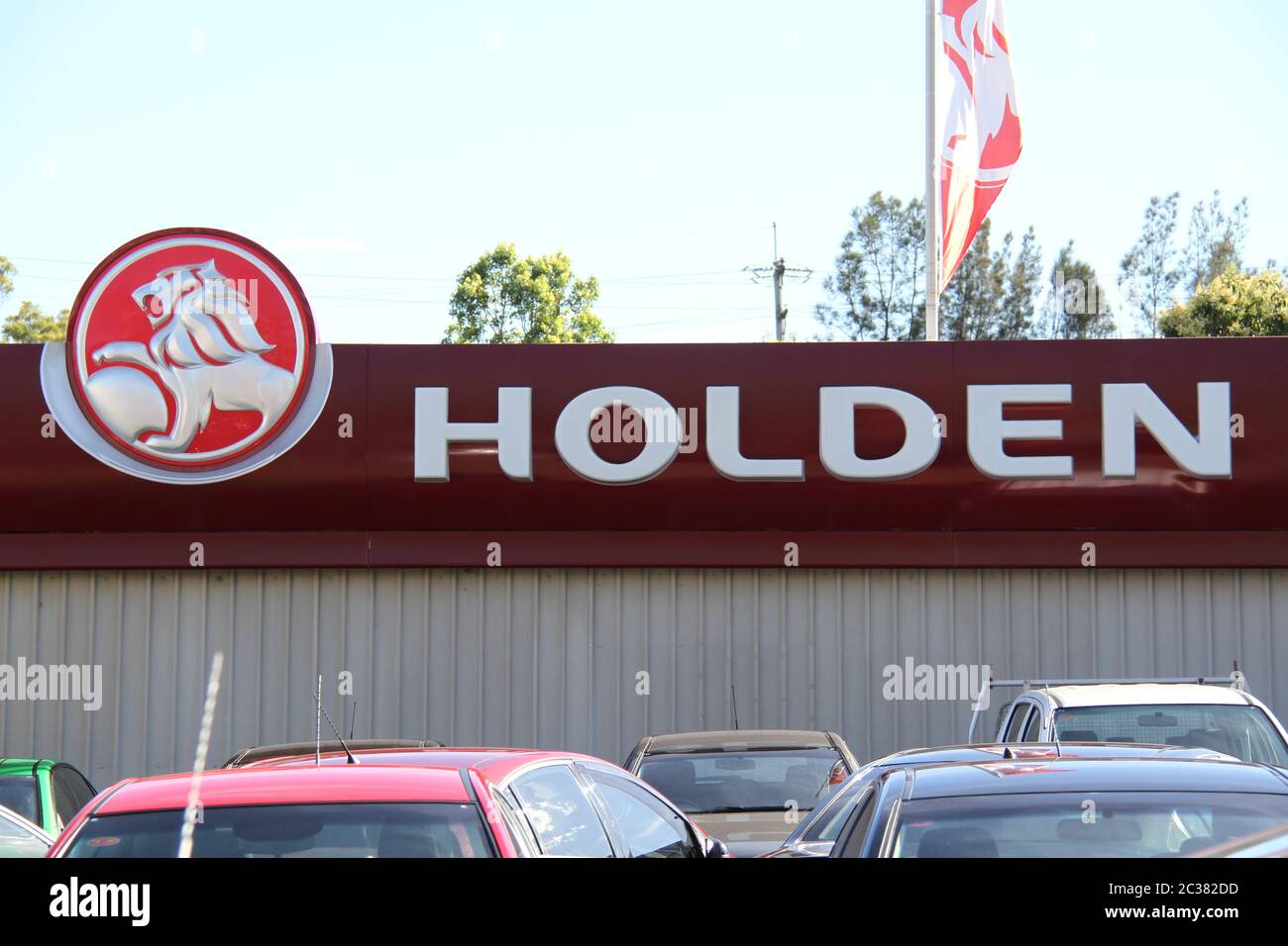 The Holden logo and name at Holden Suttons car sales dealership at 112