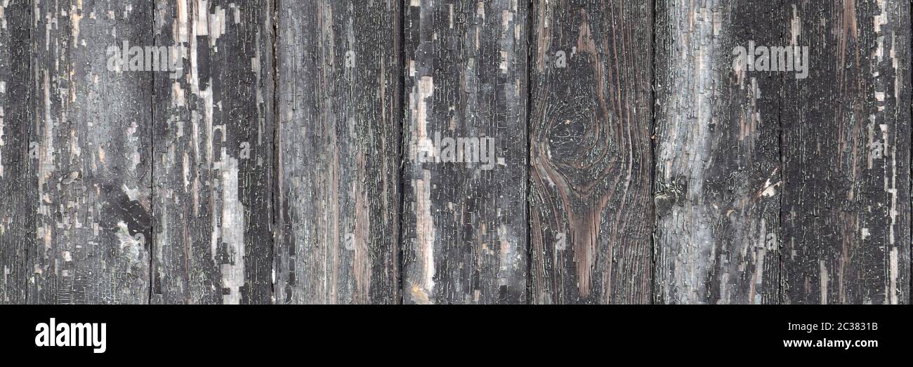 Panorama gray old wooden wall template Stock Photo