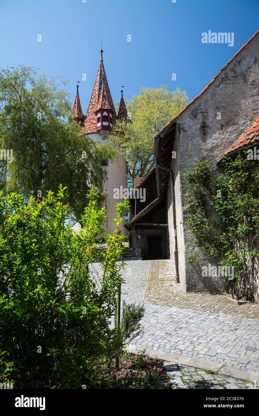 At the western end of the city center on the island Lindau the Diebsturm was built in 1380 as part of the town fortification and was used as a prison Stock Photo