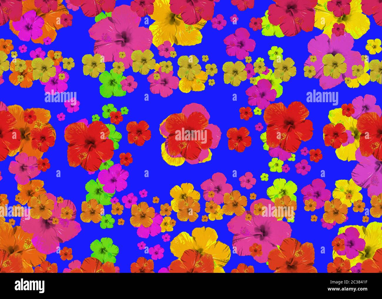 Vibrant Multicolored Flowerscape Seamless Pattern Stock Photo