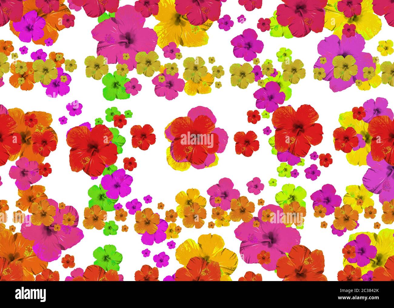 Vibrant Multicolored Flowerscape Seamless Pattern Stock Photo