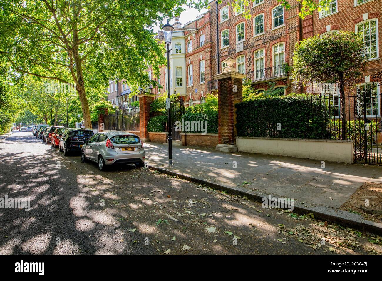 Cheyne Walk, Chelsea, London; an affluent, upmarket row of houses along