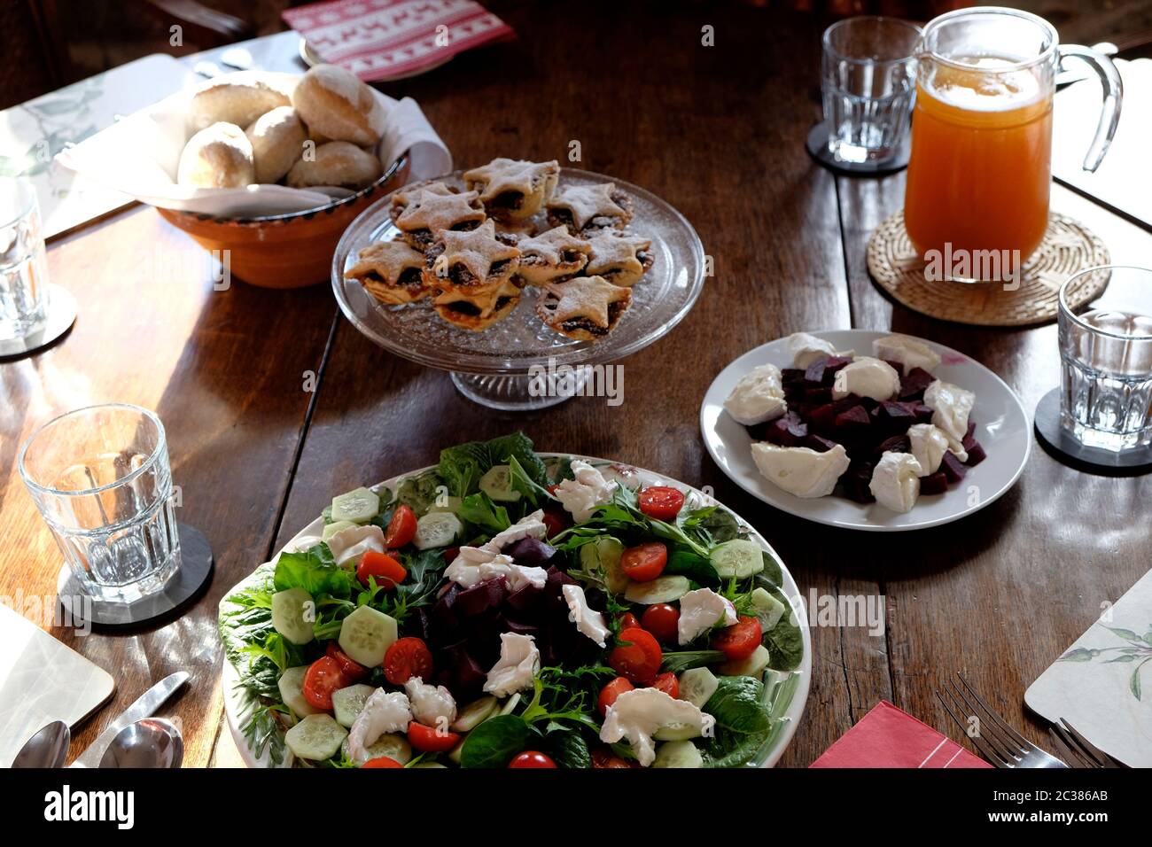 Healthy homemade lunch served on a sunny day in December Stock Photo