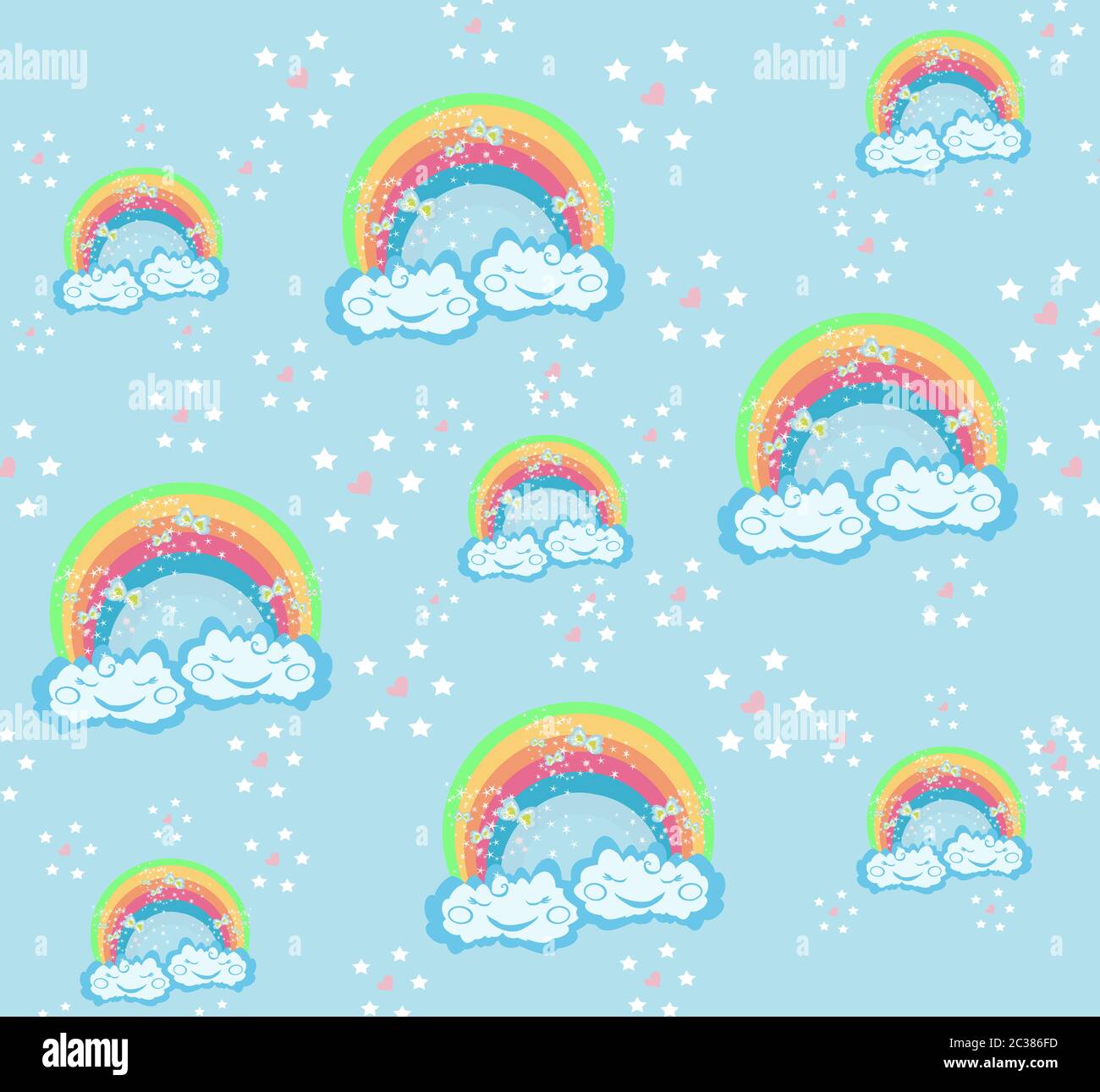 Cute seamless pattern with sleeping clouds Stock Photo - Alamy
