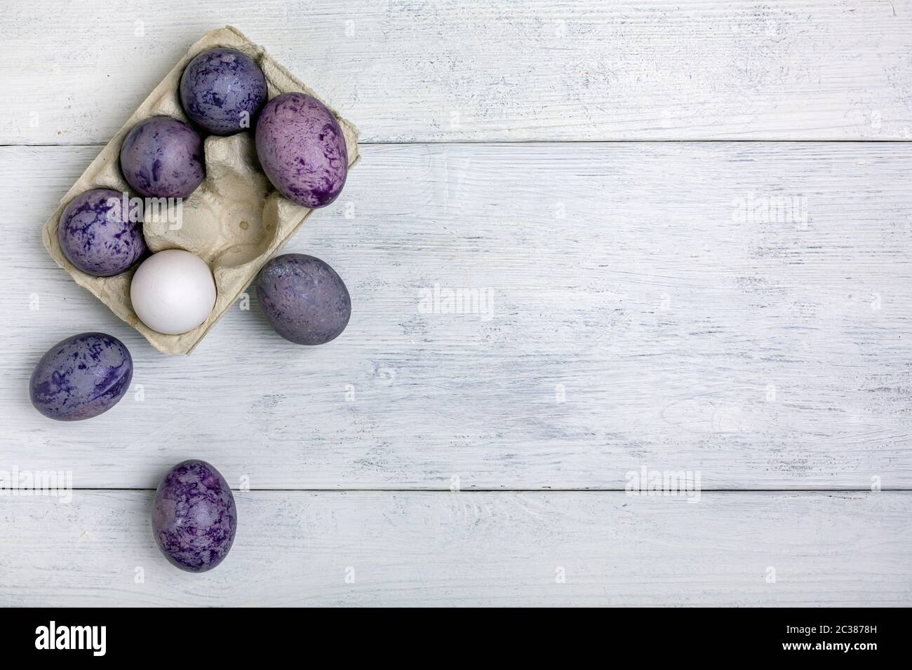 Easter eggs colored with hibiscus tea. Stock Photo