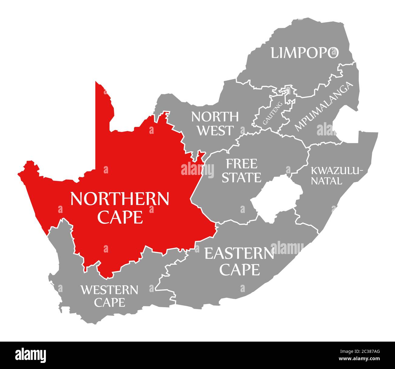Map Of Northern Cape South Africa Northern Cape Red Highlighted In Map Of South Africa Stock Photo - Alamy