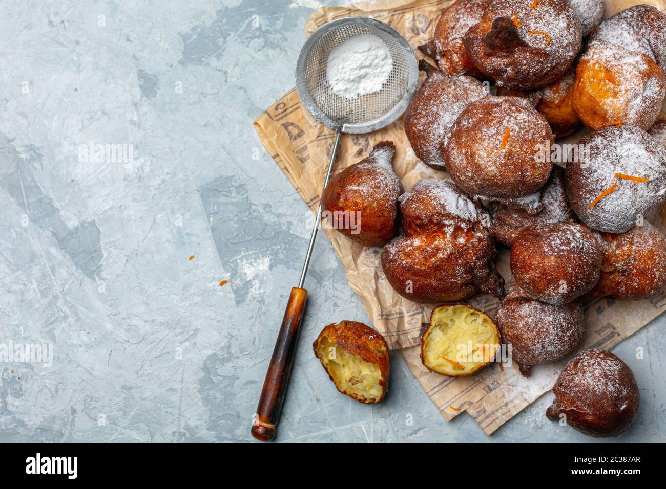 Homemade French doughnuts. Stock Photo