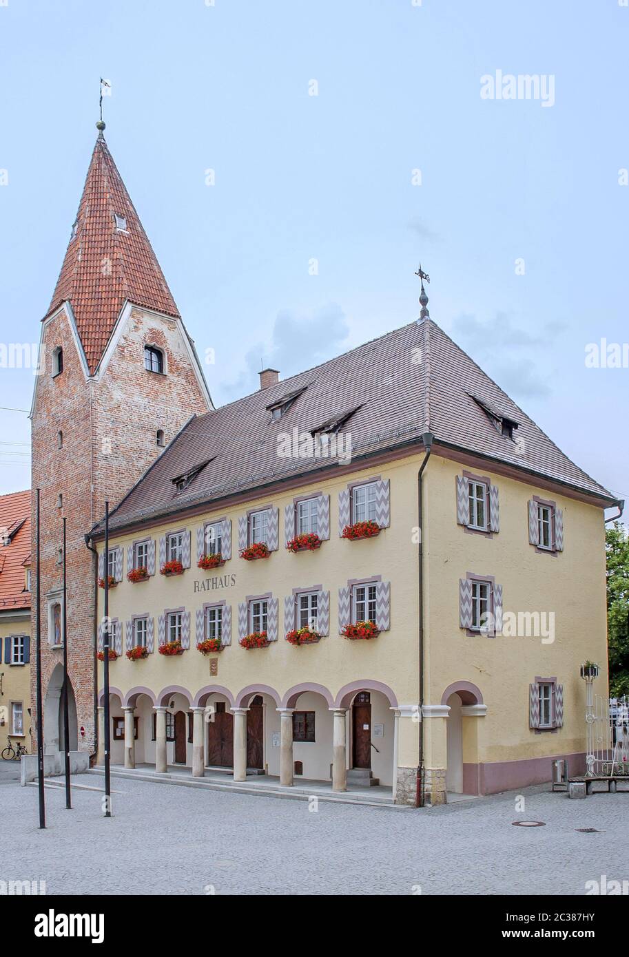 Upper Gate and Old Town Hall Weissenhorn Stock Photo Alamy