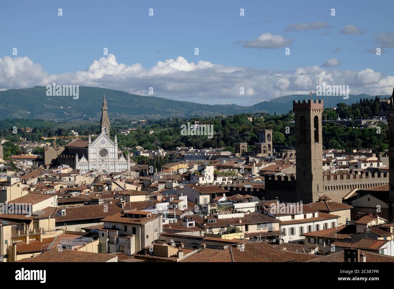 View over Florence from Giotto's CampanilePiazza del Duomo. Stock Photo