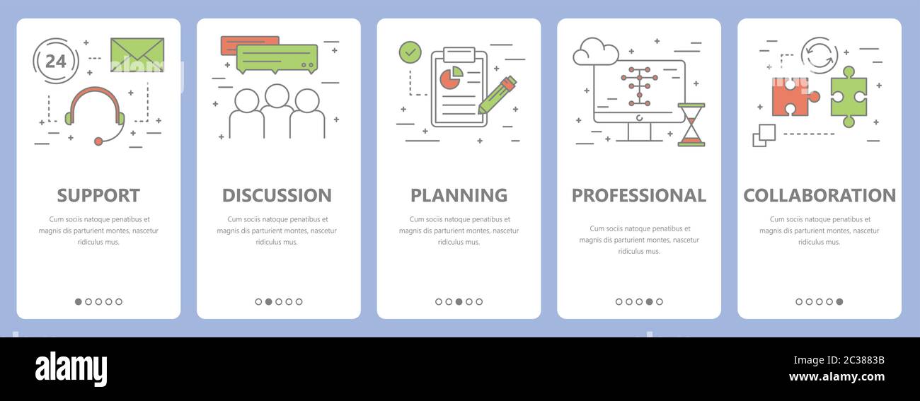Vector set of thin line flat design teamwork concept banners Stock ...