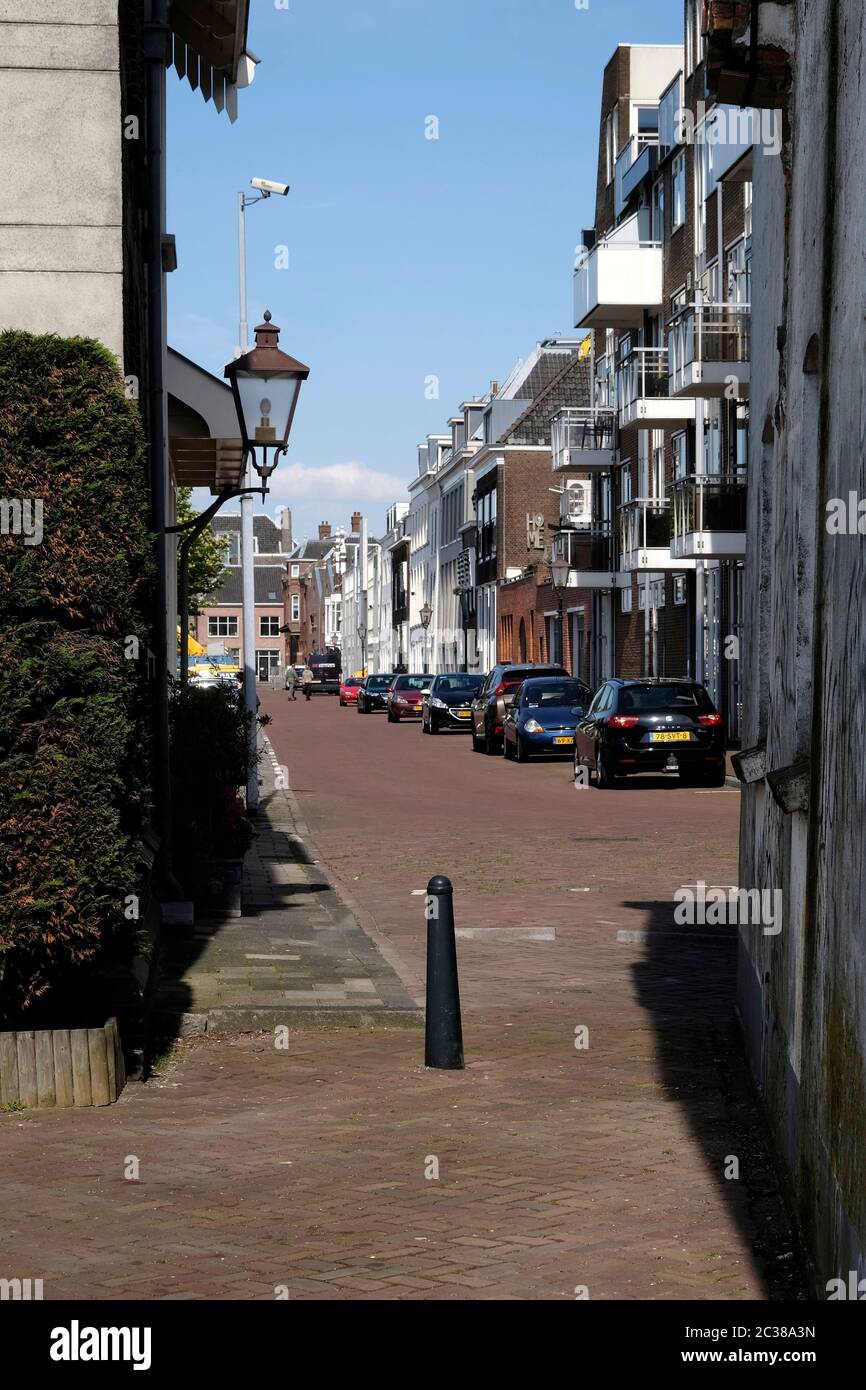 Picturesque street in Dordrecht, Holland. Stock Photo
