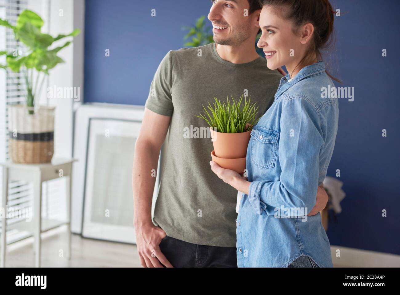 Young couple has just moved in Stock Photo