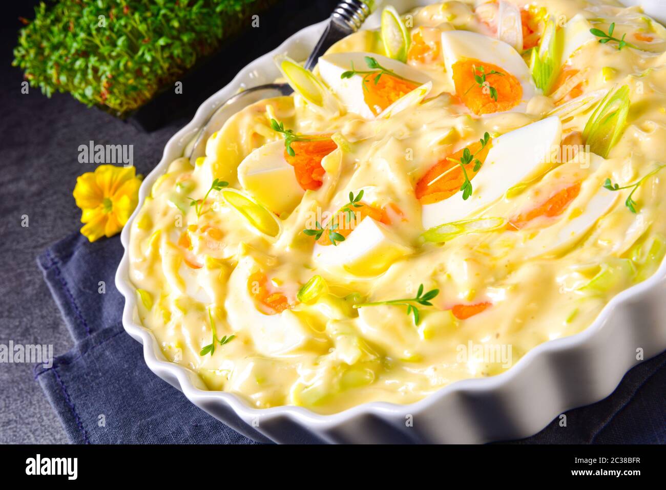 Spring egg salad chives and delicious mayonnaise Stock Photo Alamy