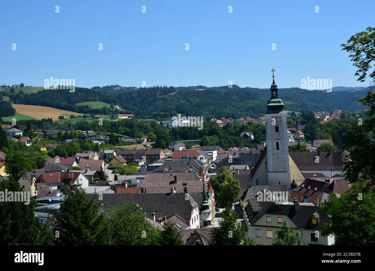 Cityview Grein Upper Austria Stock Photo