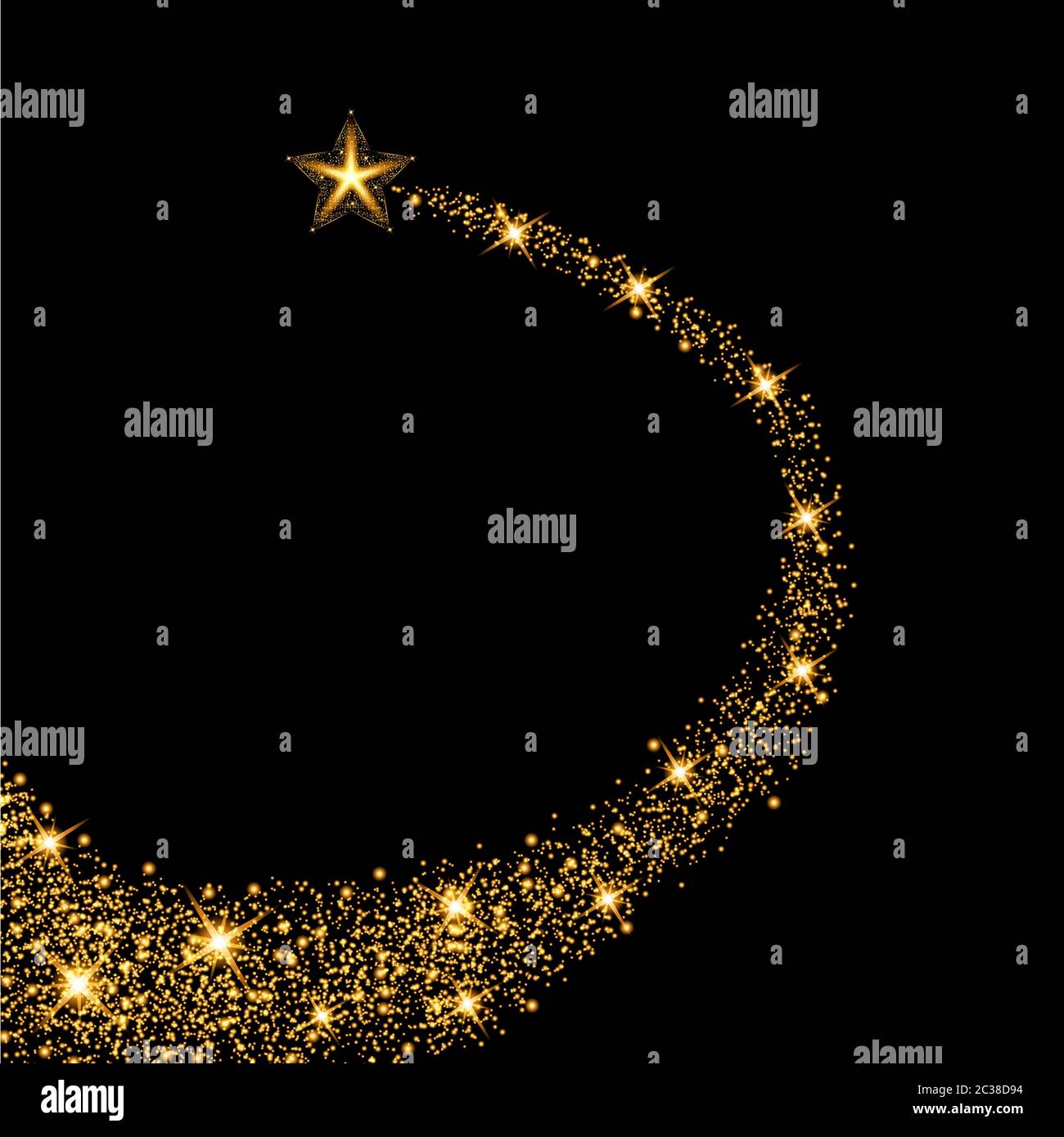 Glow gold star with trail. Light effect. Vector illustration Stock ...