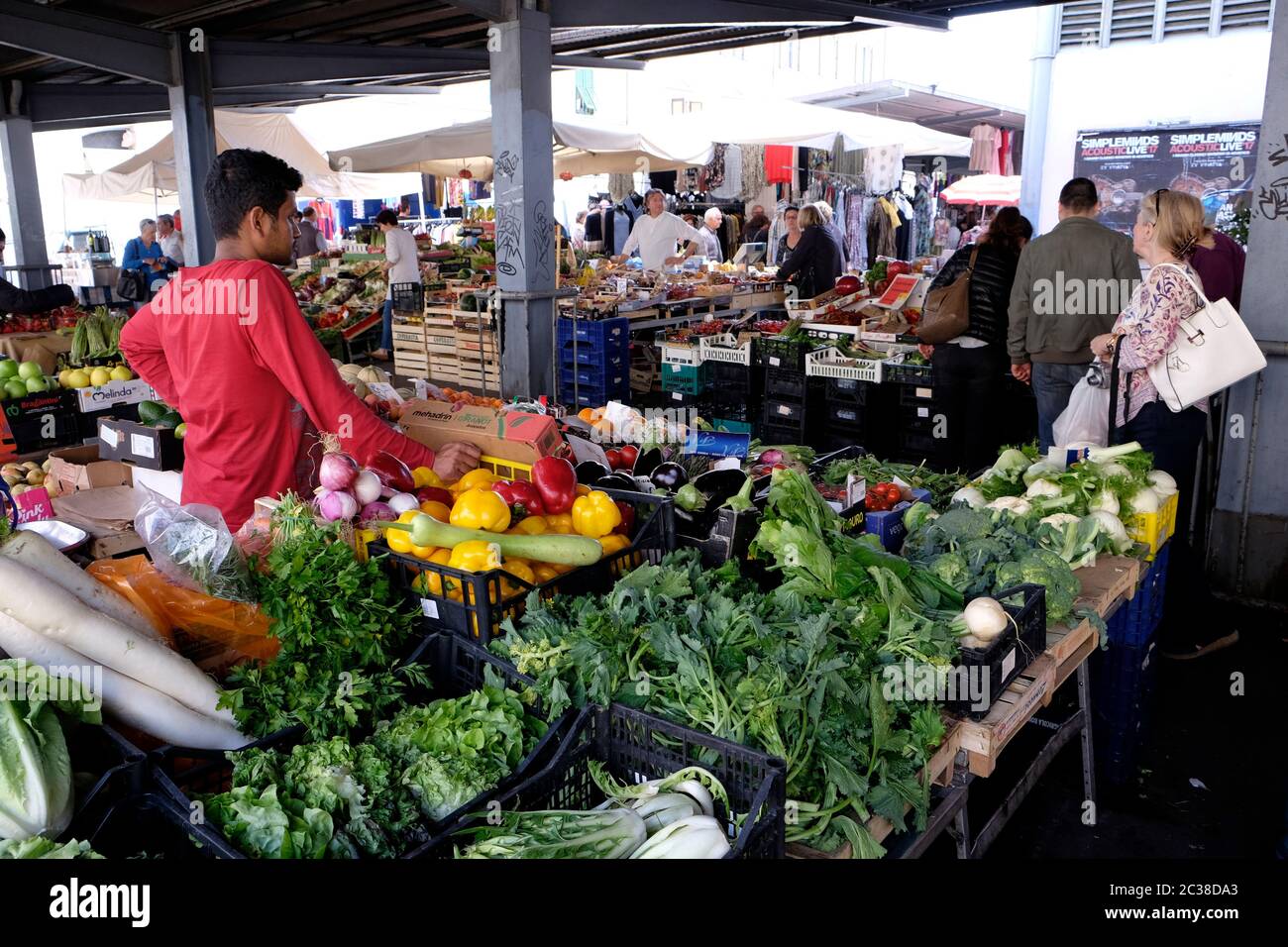 Fruit and Vegetable Stall at Sant'Ambrogio Market, Florence, Italy. Stock Photo