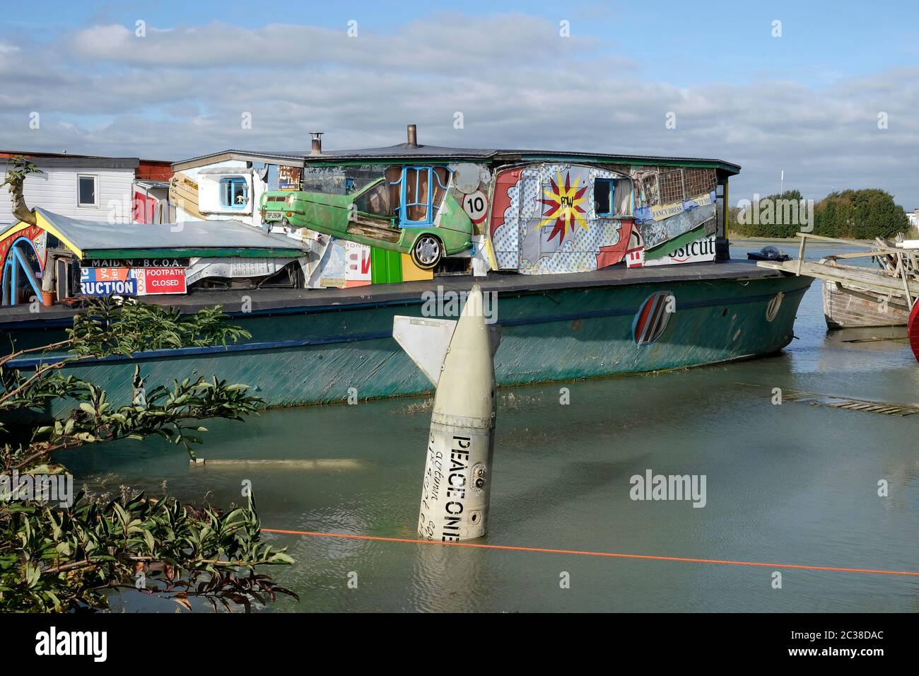 Houseboats at Riverbank on the River Adur, Shoreham, Brighton Stock Photo