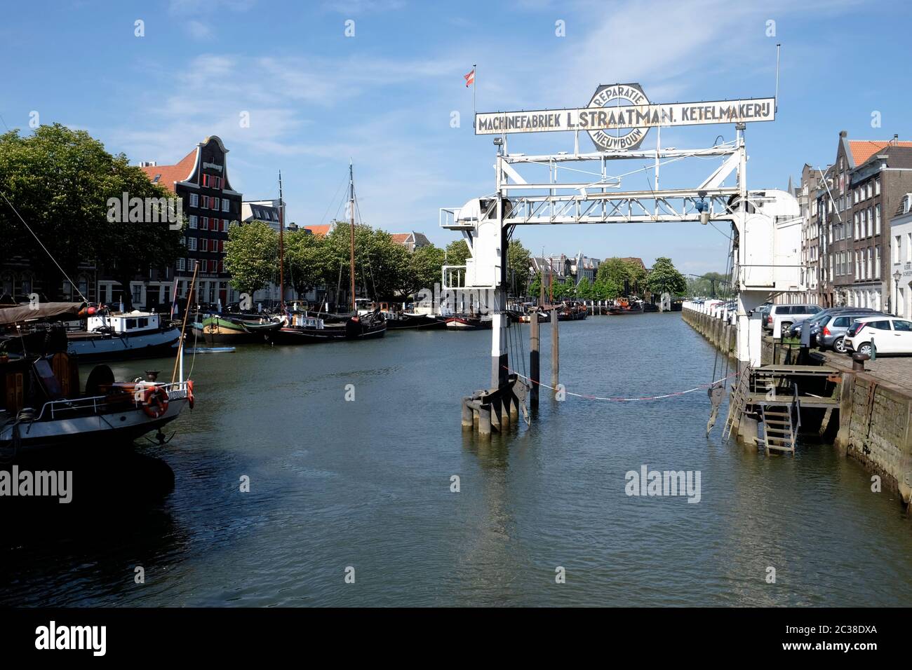 Historic ship or boat lift in Wolwevershaven, Dordrecht Harbour, Netherlands. Stock Photo