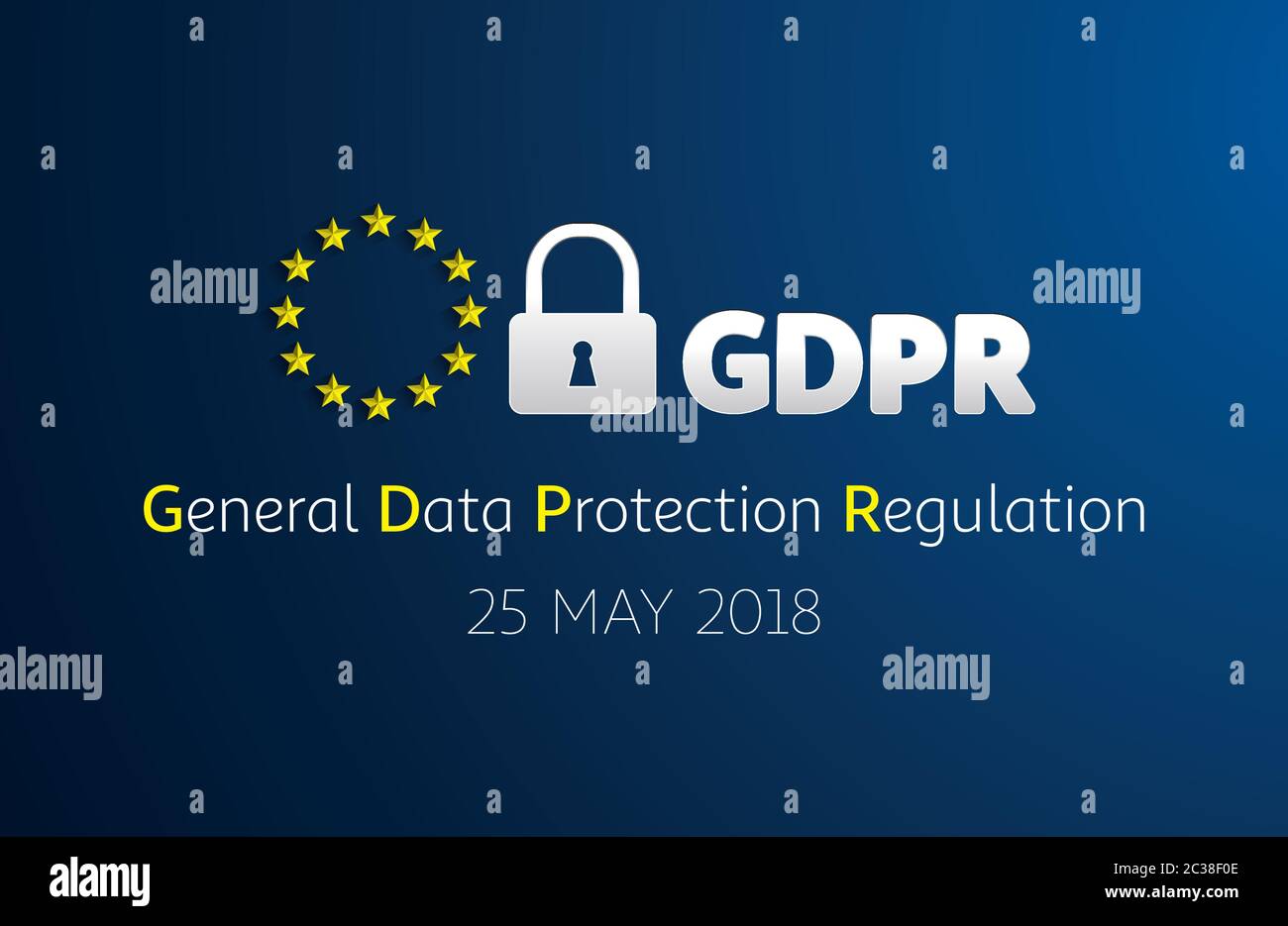 GDPR - General Data Protection Regulation. EU flag. Vector illustration ...