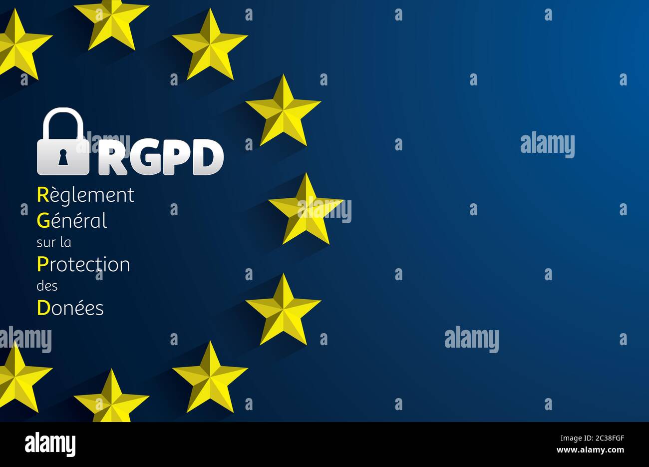 GDPR General Data Protection Regulation. EU flag. Vector illustration