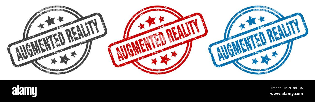 augmented reality stamp. augmented reality round isolated sign. augmented reality label set Stock Vector