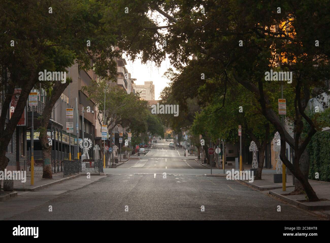 The Johannesburg CBD as seen under lockdown due to the Coronavirus pandemic in South Africa. Stock Photo
