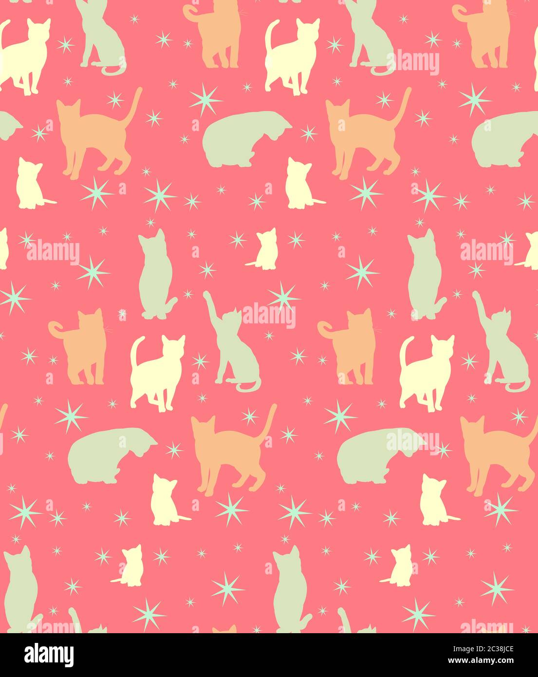 seamless background with silhouettes of cats Stock Vector Image & Art ...