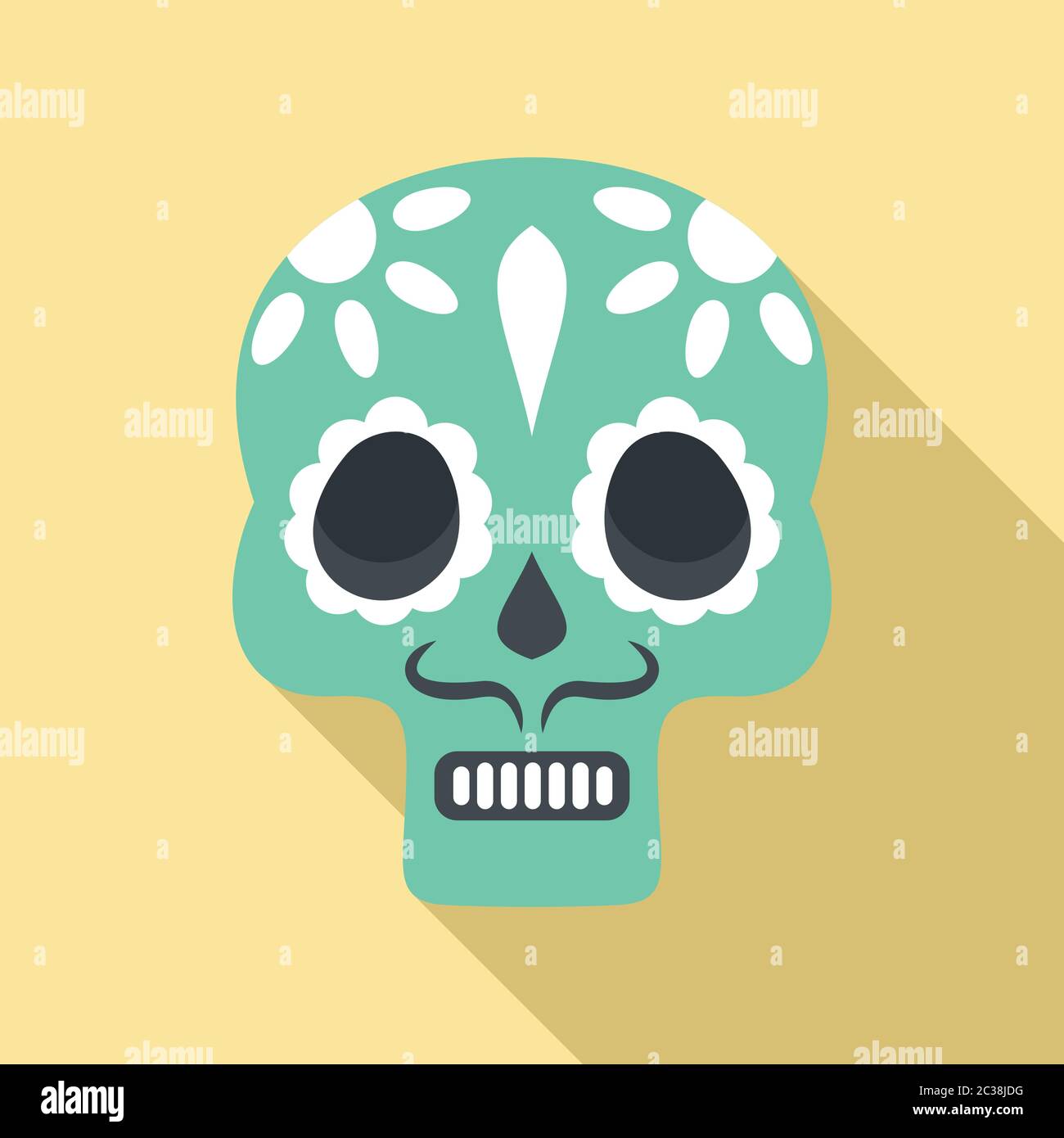 Mexican skull icon. Flat illustration of mexican skull vector icon for ...