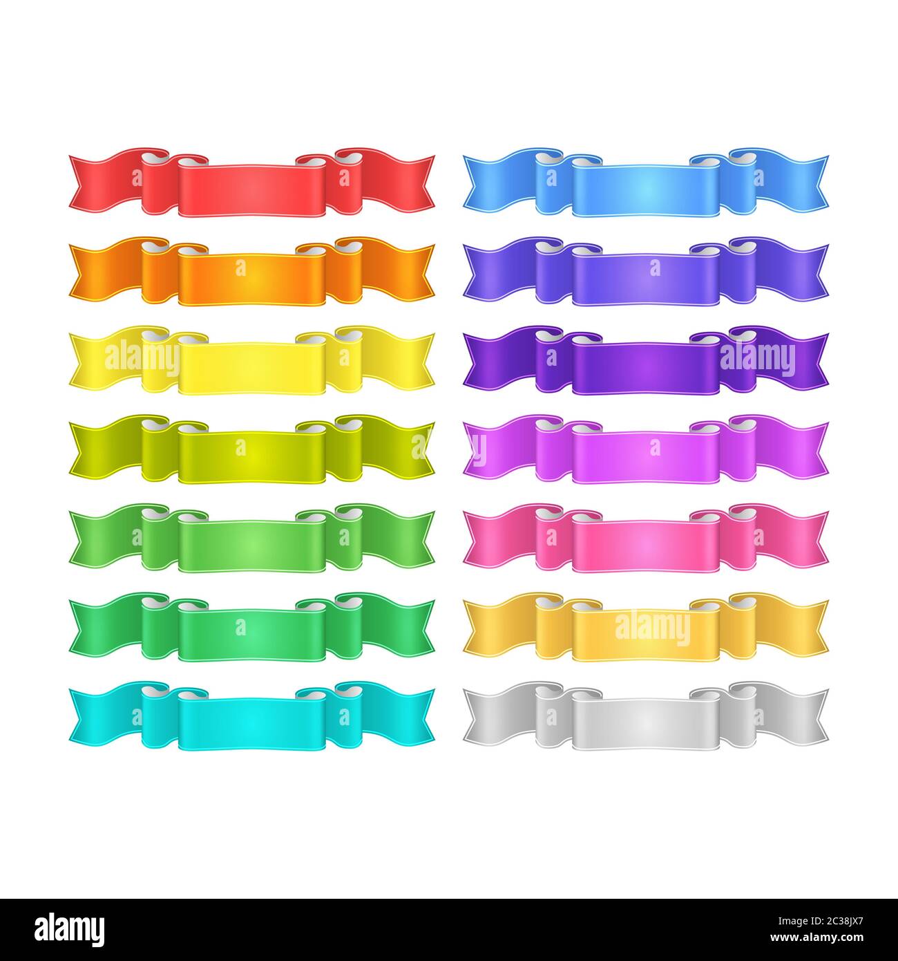 isolated bright colored satin ribbons set Stock Photo - Alamy