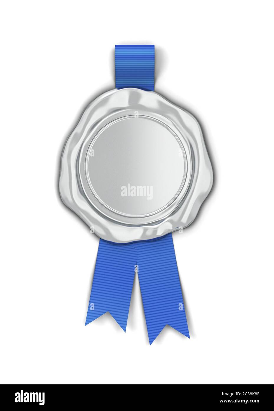 Blank wax seal with ribbon. 3d illustration isolated on white