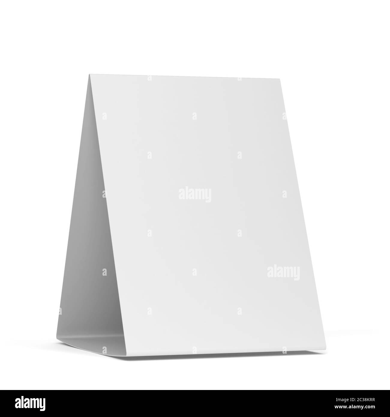 Blank table tent mockup. 3d illustration isolated on white background Stock Photo