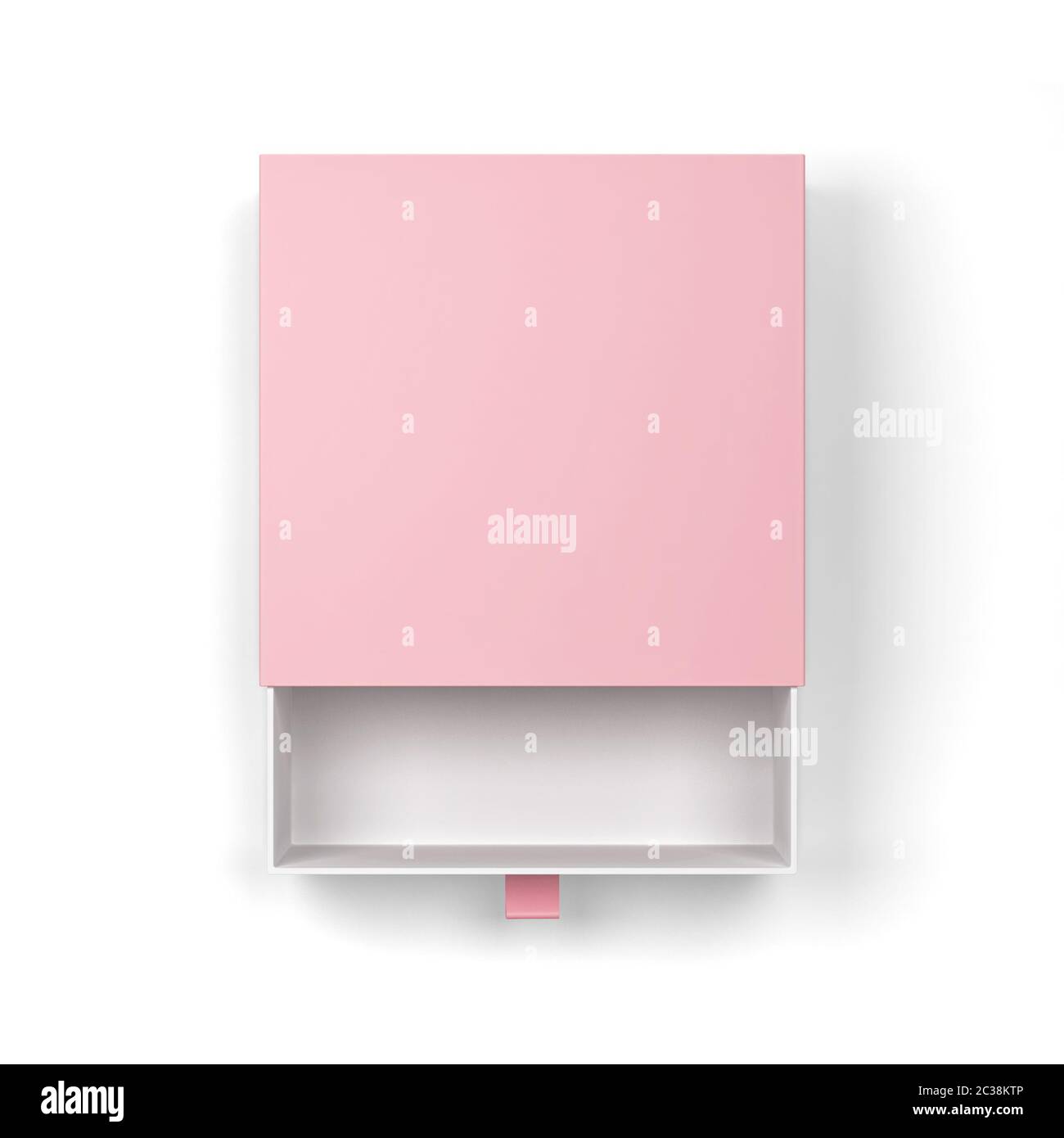 Blank drawer type box mockup. 3d illustration isolated on white