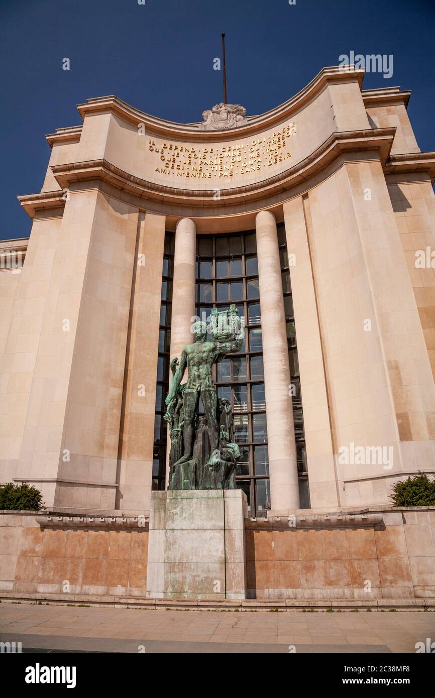 Statue of man and bull at Trocadero, Paris, France Stock Photo