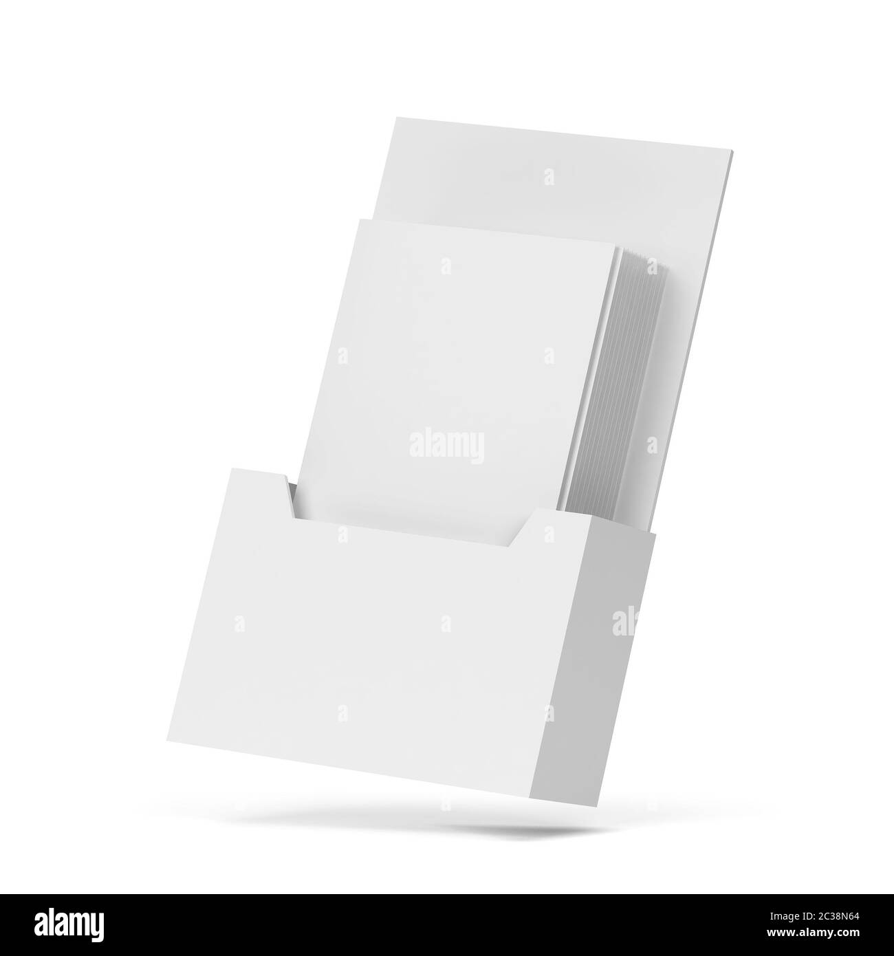 Blank brochure holder mockup. 3d illustration isolated on white background Stock Photo