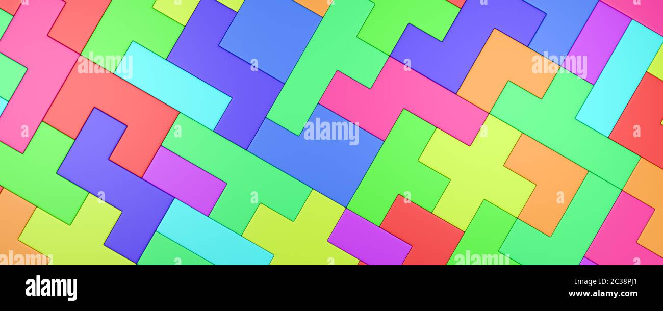 Colorful Blocks Combined, Abstract Background 3D Illustration Stock ...