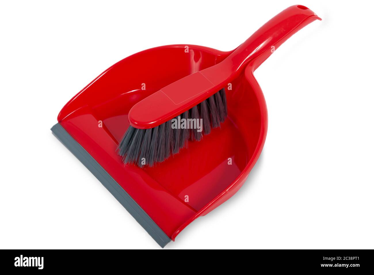 red dustpan and brush isolated on the white background Stock Photo
