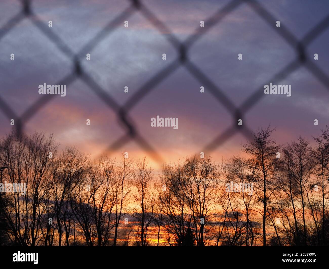 Fence ,sunset ,Blurred Stock Photo
