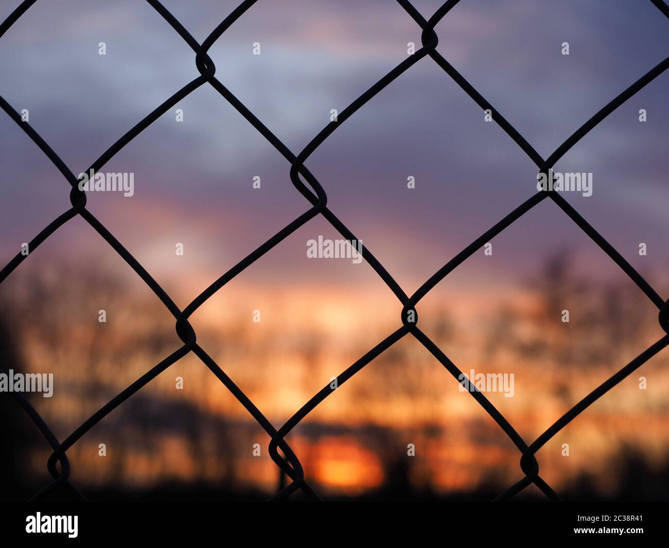 Fence ,sunset ,Blurred Stock Photo