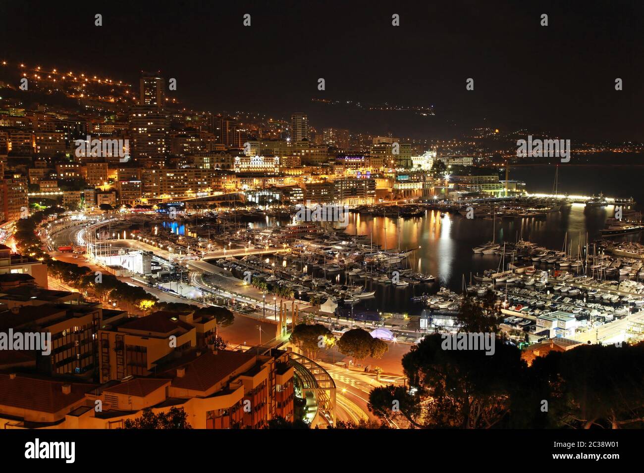 Aerial cityscape of Monte Carlo at night Stock Photo - Alamy