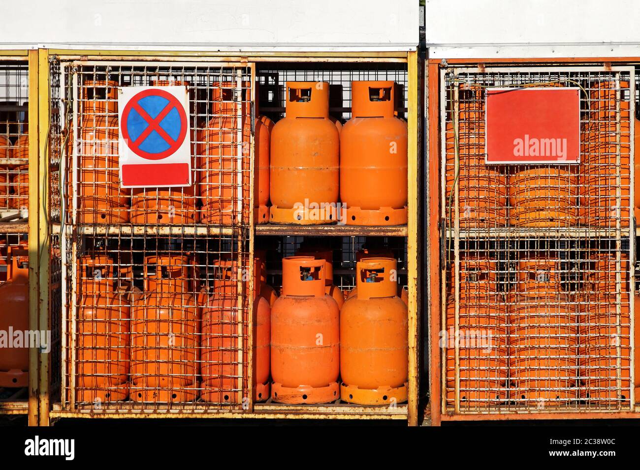 LPG gas cylinders at petrol station warehouse Stock Photo Alamy