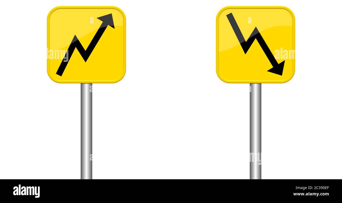Arrows sign success failure Cut Out Stock Images & Pictures - Alamy
