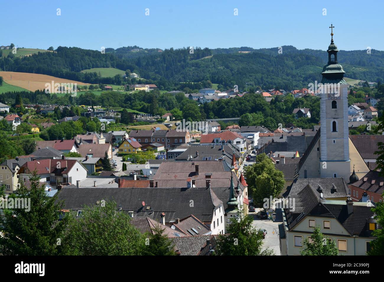 Cityview Grein Upper Austria Stock Photo