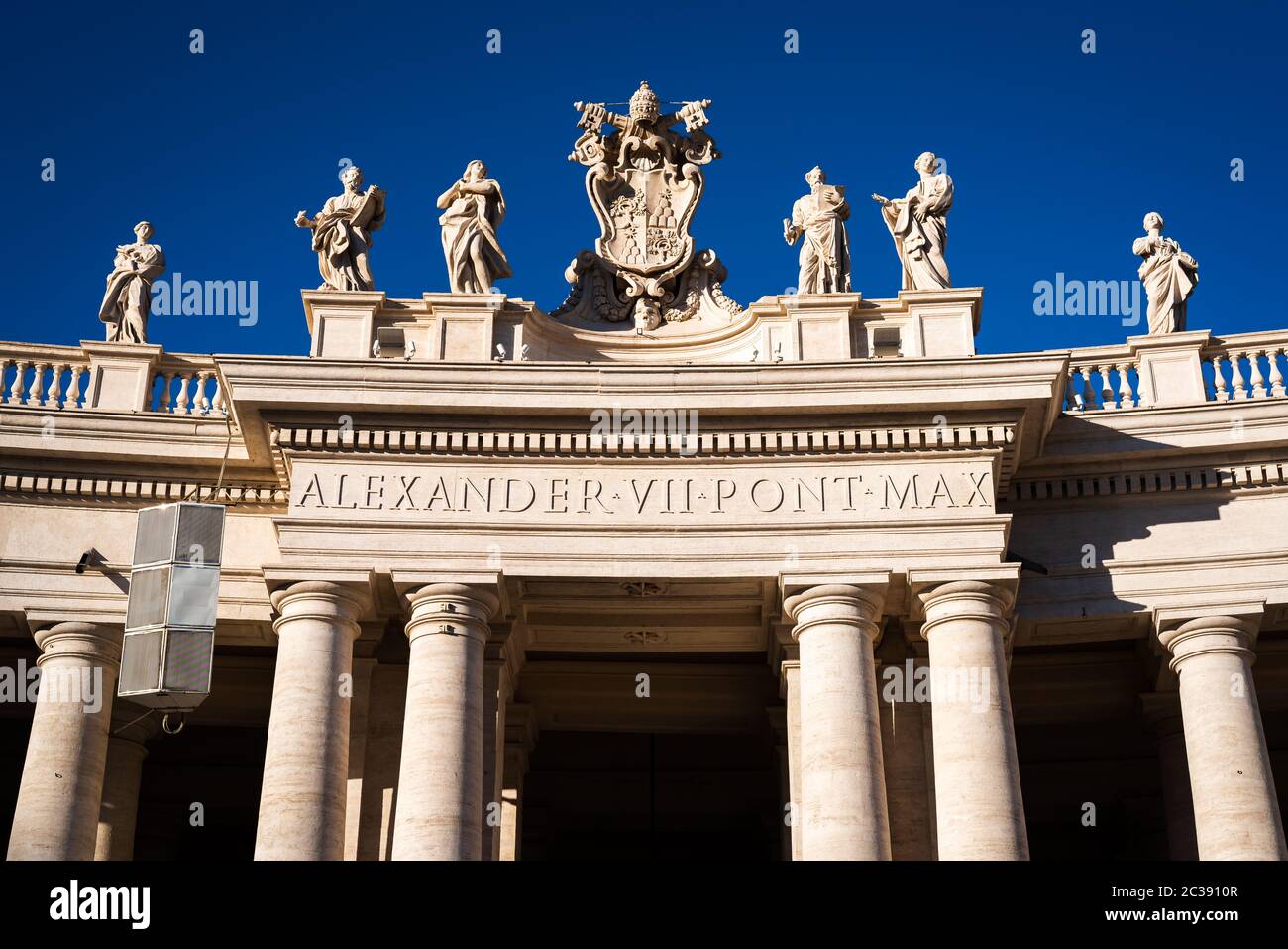 Statues above the columns of the arches around St. Peter's Square at
