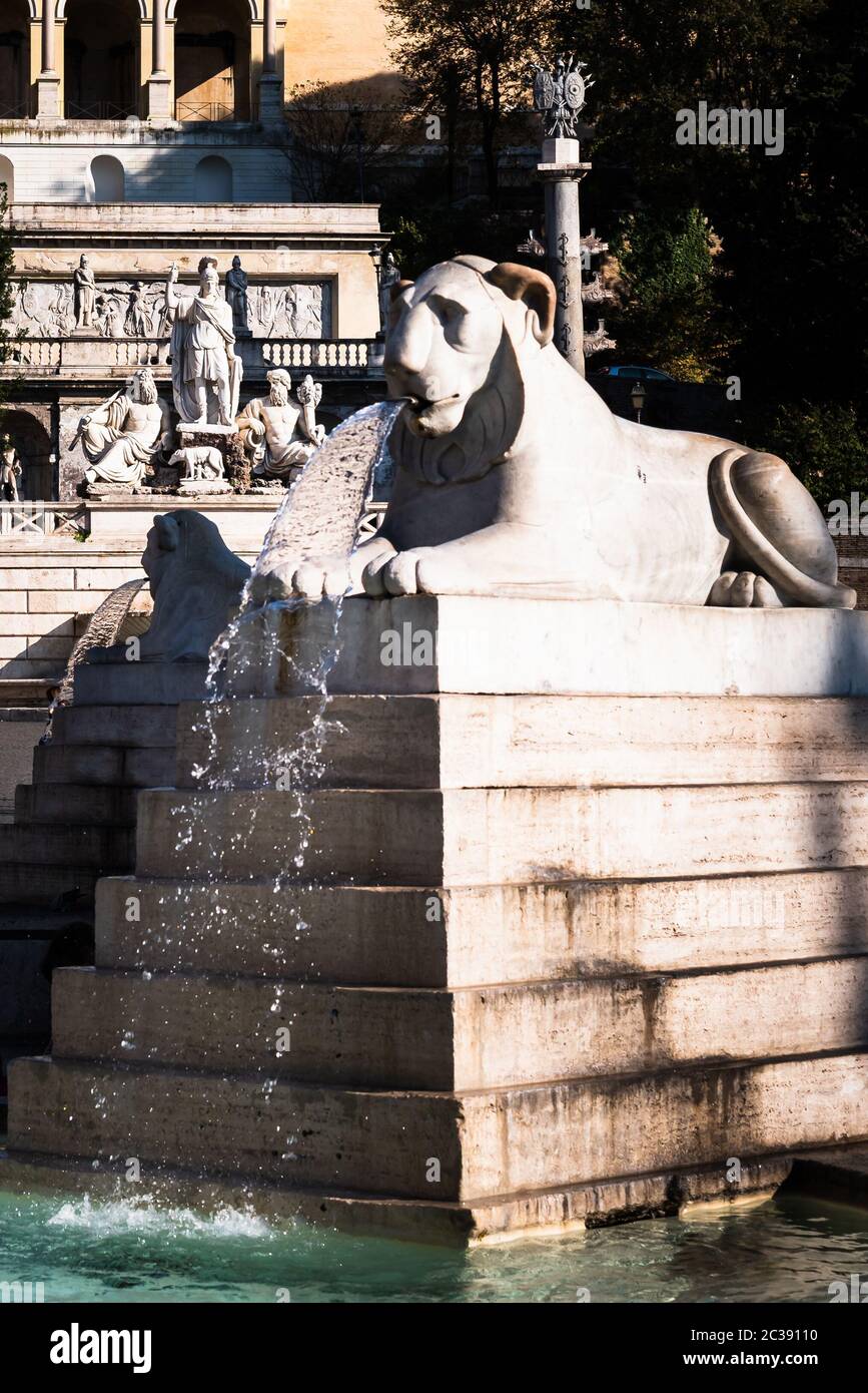 Water piazza del popolo fountain art lion rome italy hires stock photography and images Alamy